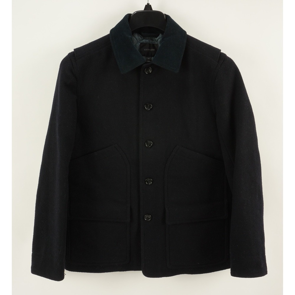 Crew Cuts Women's Size 14 Navy Blue Flannel Wool Corduroy‎ Collar Chore Coat